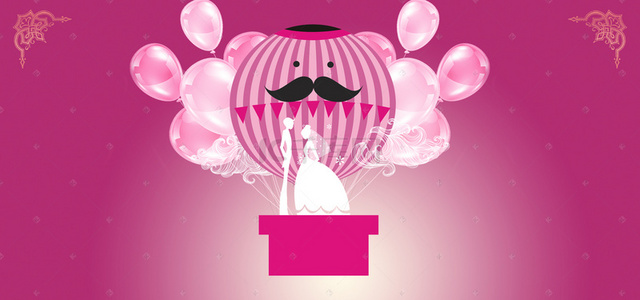 彩带气球结婚婚宴模板海报背景素材