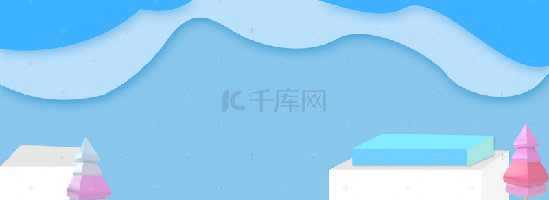 浅蓝色简洁背景图片_你好2019C4D简约banner