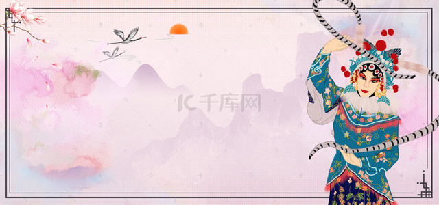 中国传统文化文化背景图片_中国水墨风戏曲文化唱戏banner图
