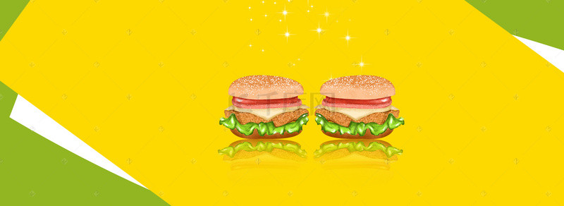 黄色展板背景背景图片_汉堡美食展板背景