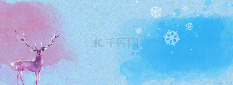 清新手绘冬季背景图片_冬季手绘水彩清新电商banner