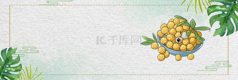 彩色小清新桂圆水果鲜果美食banner