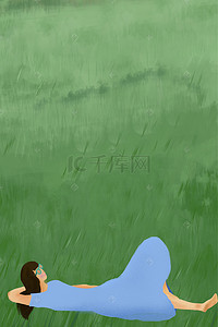 草地活动背景图片_春天踏青绿色草地海报背景模板