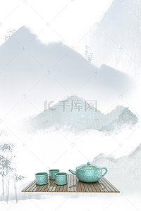 喝茶不吐茶背景图片_中式古典淡雅茶文化海报背景