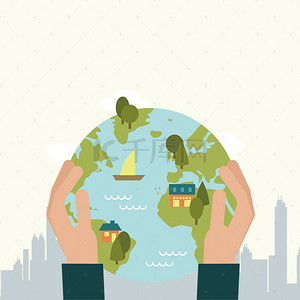 低碳环保背景图片_公益环保绿色拯救地球双手节能世界海报背景