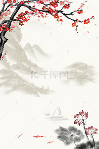 美术书法背景图片_中国风古韵水墨画平面广告