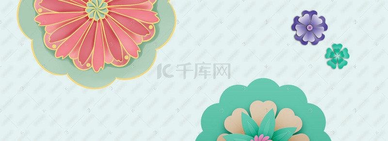 春季剪纸海报背景图片_3D立体剪纸花朵banner背景海报