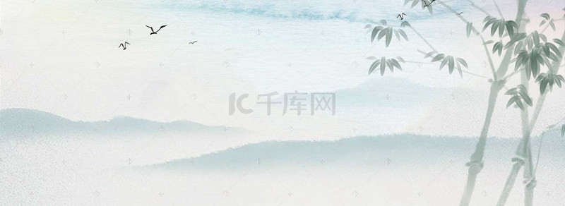 青蓝水墨背景图片_淘宝服装家居复古中国风banner