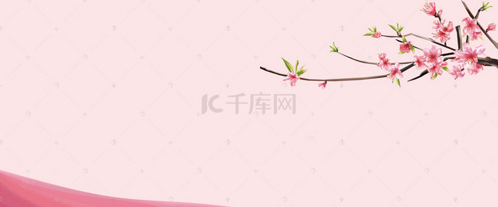 化妆文艺背景图片_桃花节花瓣简约梦幻文艺粉banner免费