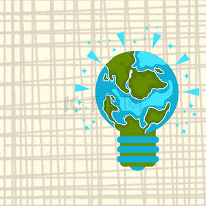 环保能源灯泡背景图片_文本灯泡彩绘生态环保矢量背景