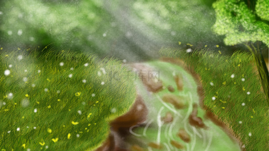 水彩手绘绿色森林海报背景