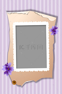 广告相框背景图片_紫色条纹扁平化照片相框广告背景