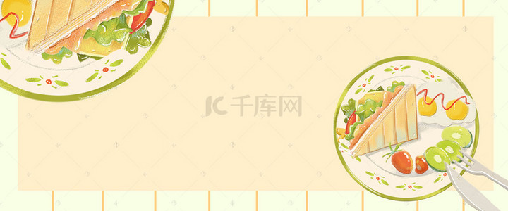 美食清新餐厅背景图片_美食早餐点心简约清新美食banner