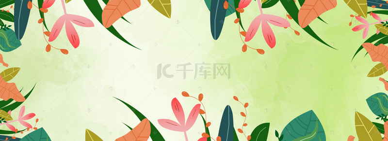 春季背景图片_春天小清新手绘绿色电商海报背景