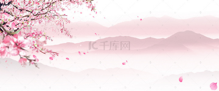 中国风古风唯美樱花季樱花飞舞海报