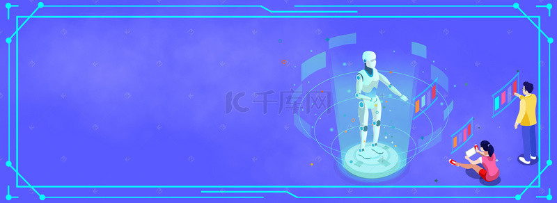 几何齿轮背景图片_蓝色几何商务科技banner