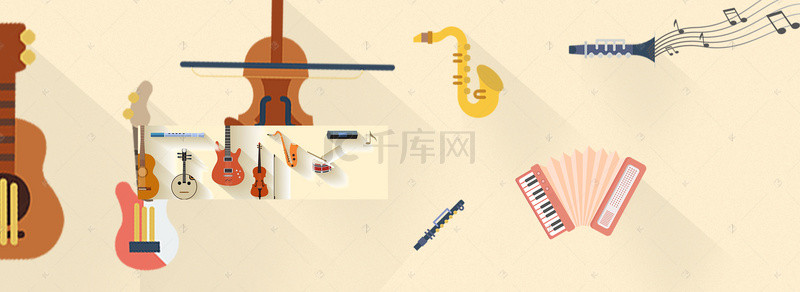 中国风矢量图背景图片_乐器中国风米黄色海报banner