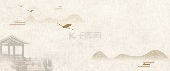 中国风简约质感纹理祥云海报