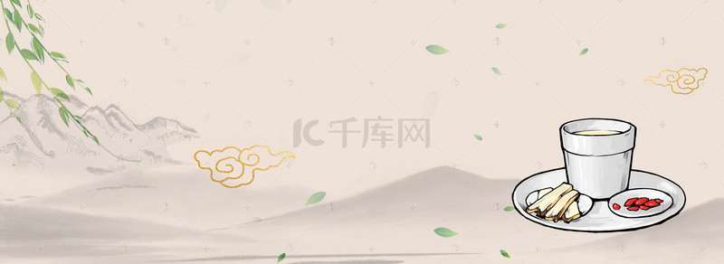 水墨蘑菇背景图片_松茸食材海报背景素材