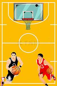 卡通扁平篮球纹理球赛背景素材