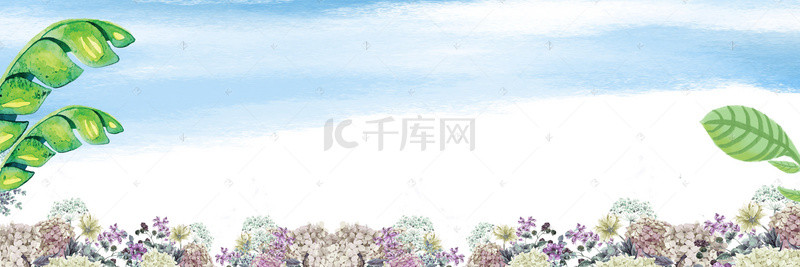 花店花卉背景图片_小清新蓝天背景模板
