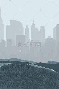 工地小人背景图片_卡通灰色的城市工地背景