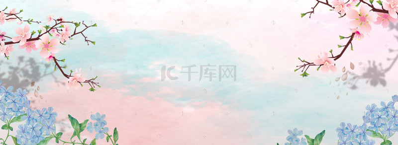 中荷花素材背景图片_中国风美丽立体桃花背景素材