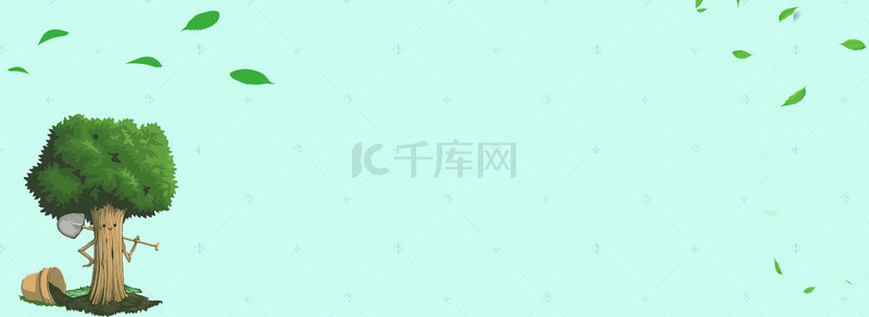 生活banner背景图片_绿色生活卡通海报banner