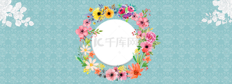 梦幻蓝色花瓣背景图片_花瓣婚礼纹理梦幻蓝色banner背景