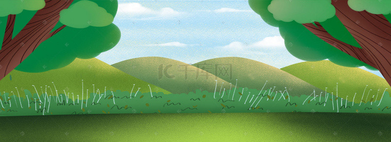 卡通大图背景图片_绿色的大森林免抠图