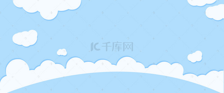 手绘卡通文艺素材背景图片_卡通几何蓝色banner背景