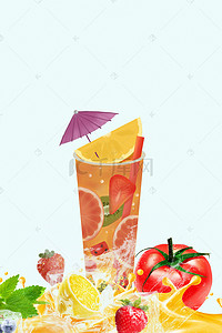 手绘水果沙拉背景图片_水果沙拉创意设计宣传海报背景模板