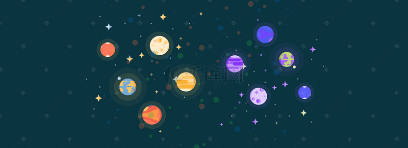 星空绿色背景图片_扁平星空AI矢量banner