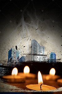 祈祷背景图片_自然灾害地震悲壮蜡烛祈祷背景