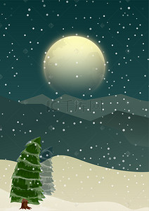 小雪背景图片_创意小清新冬天雪景平面素材