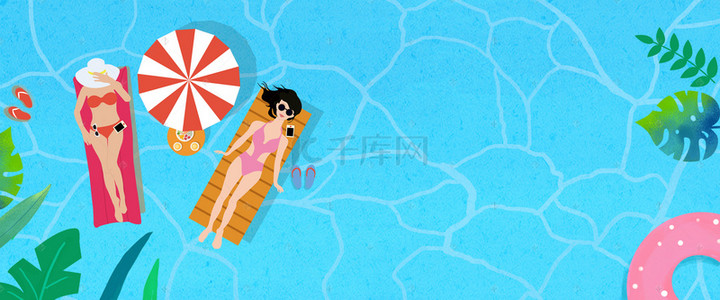 立夏背景图片_沙滩上晒日光浴的美女海报背景