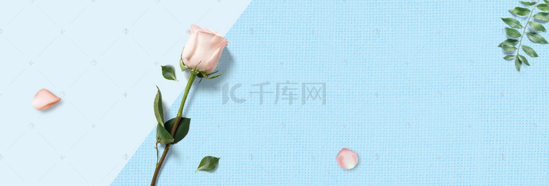 清新美妆海报活动背景图片_蓝色清新花朵淘宝海报背景