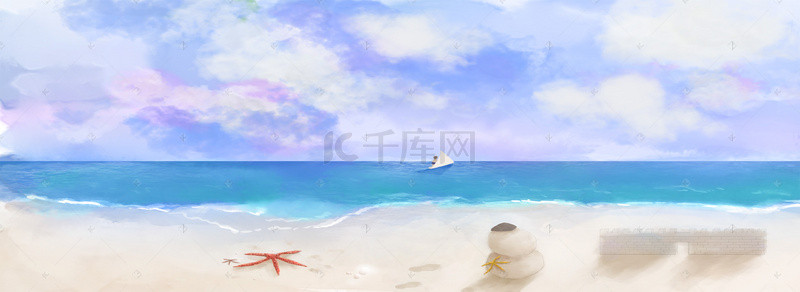 蓝天沙滩海边背景图片_海边沙滩度假背景