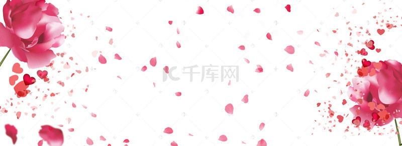 清新红色花朵背景图片_红色花瓣梦幻banner背景