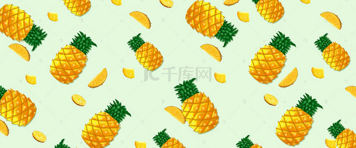 菠萝海报背景图片_六月黄色菠萝水果海报背景