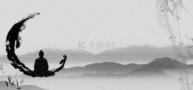 大气中式背景图片_中国风佛禅创意设计水墨海报