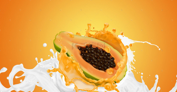 夏季水果素材背景图片_创意木瓜季节水果促销海报背景
