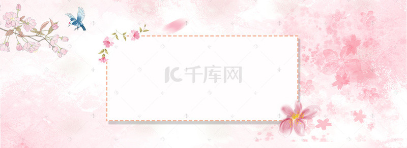 粉色唯美中国风桃花花瓣春天背景