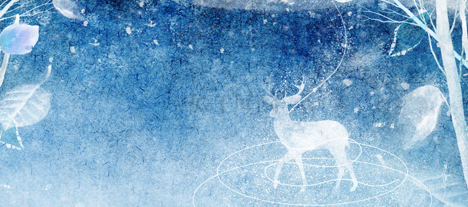 运动徒步蓝色背景图片_立冬冬季文艺水彩蓝色Banner背景