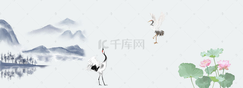 鹤海报背景图片_淘宝中国风廉政文化夏季海报背景