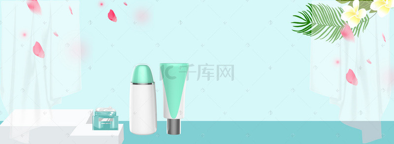 女性护肤品背景图片_补水护肤品清新电视banner