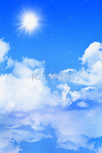蓝色天空云彩背景图片_手绘梦幻蓝色天空H5背景