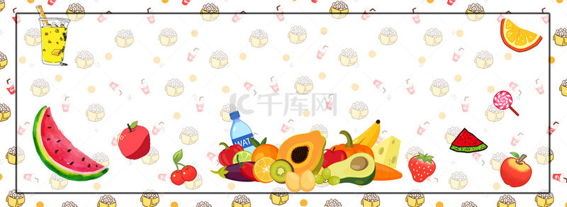吃货背景素材背景图片_卡通吃货节水果海报背景