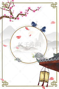 中国文化梅花背景图片_中国风水墨传统屋檐