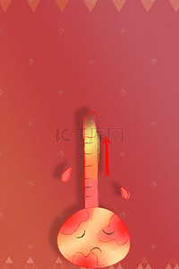 天寒降温注意保暖背景图片_简约创意红色预警高温预警海报